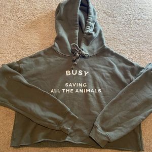 Wholesome Culture Green Cropped Hoodie Sweatshirt